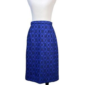 Jasper Conrad Royal Blue Black Pencil Skirt Wool and Cashmere Blend
